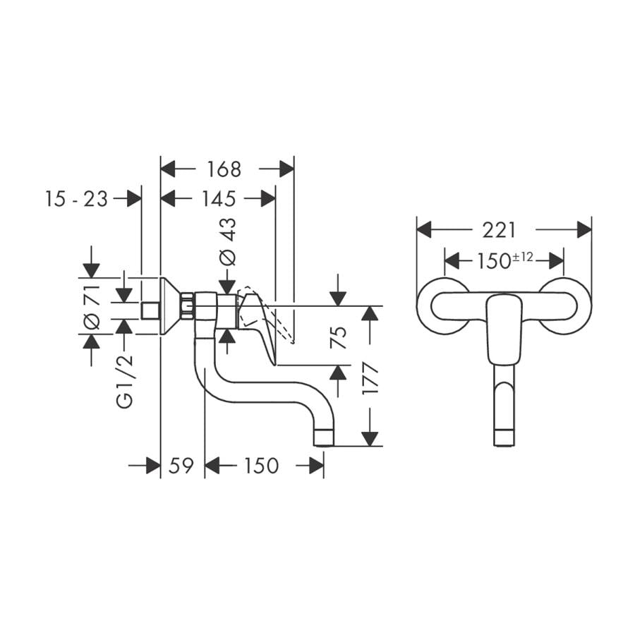 Hansgrohe Logis Duvardan Eviye Bataryası 71836000