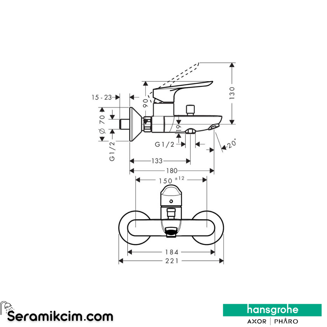 Hansgrohe Logis E Banyo Bataryası 71415000