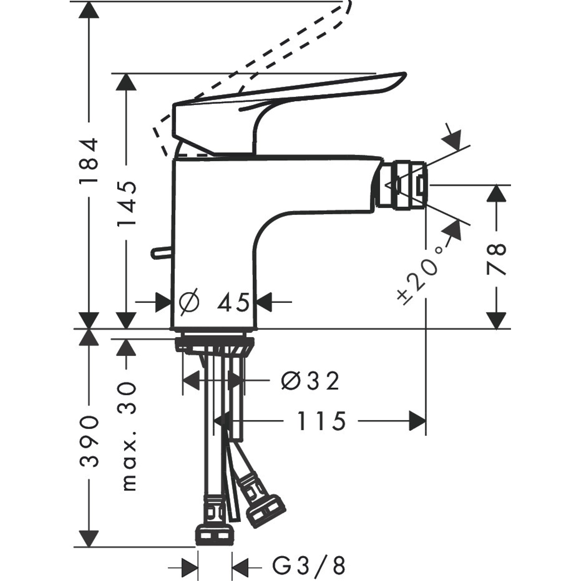 Hansgrohe Logis E Bide Bataryasıataryası Kumandalı 71232000