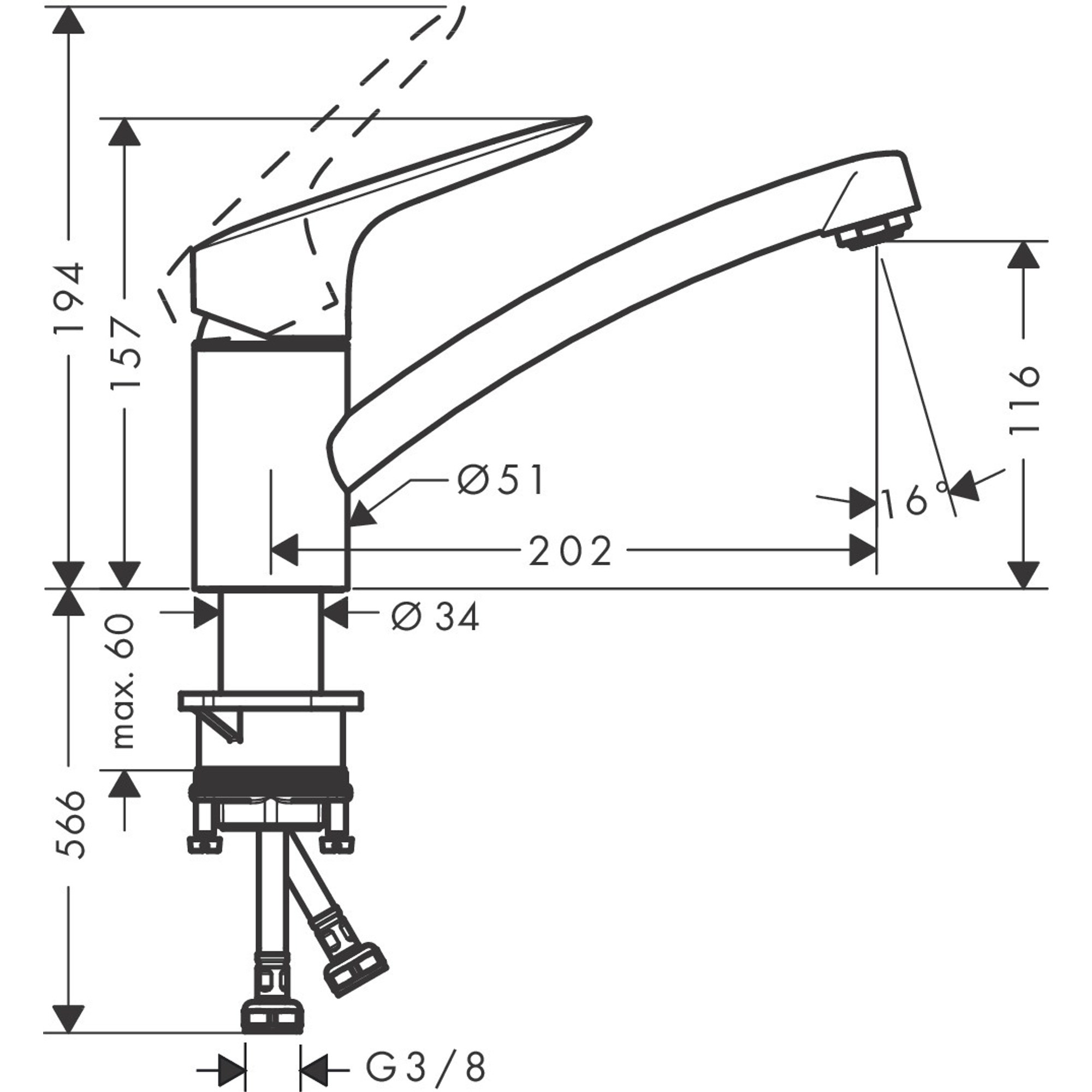 Hansgrohe Logis Eviye Bataryası 71830000