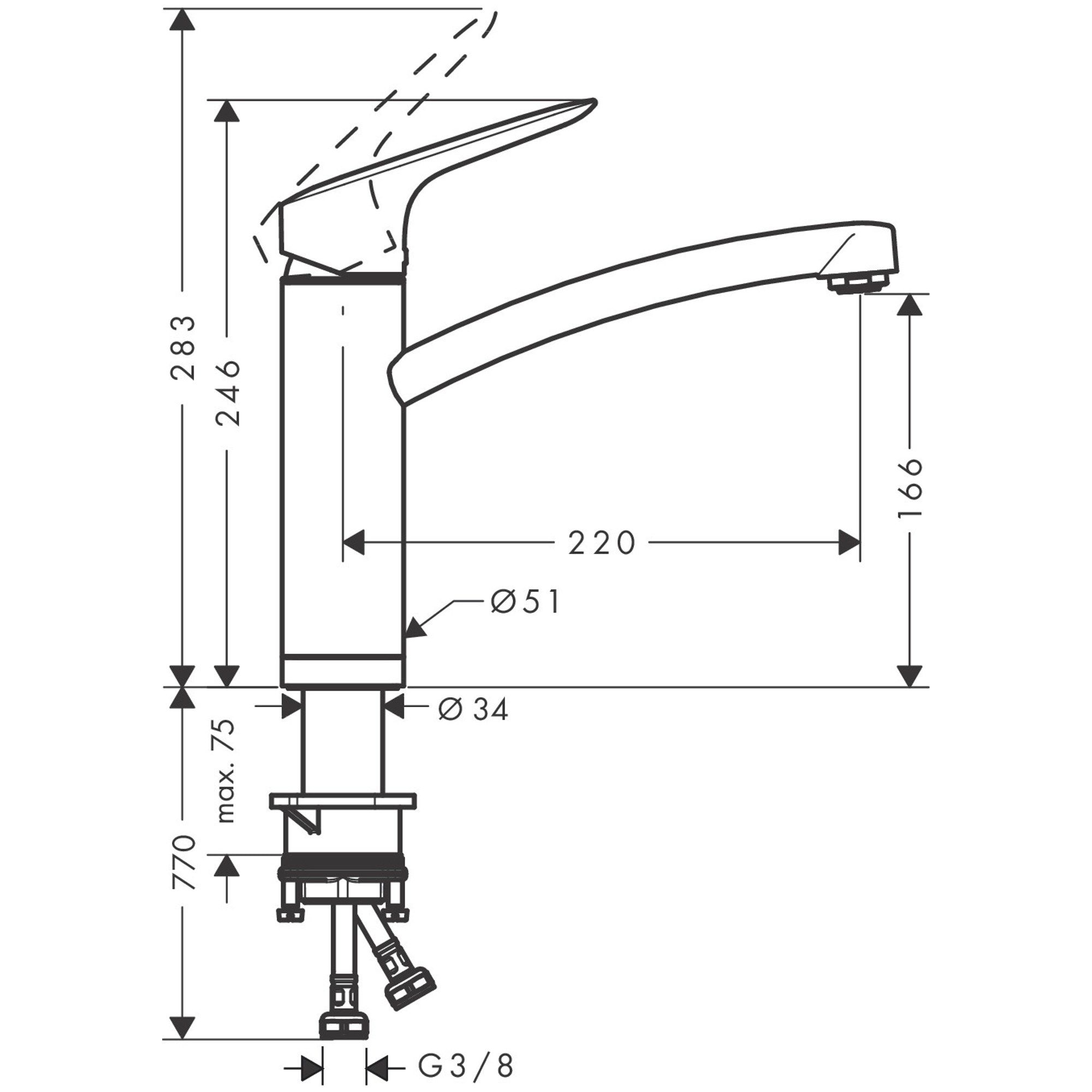 Hansgrohe Logis Eviye Bataryası Pencere Önü Montaj 71833000