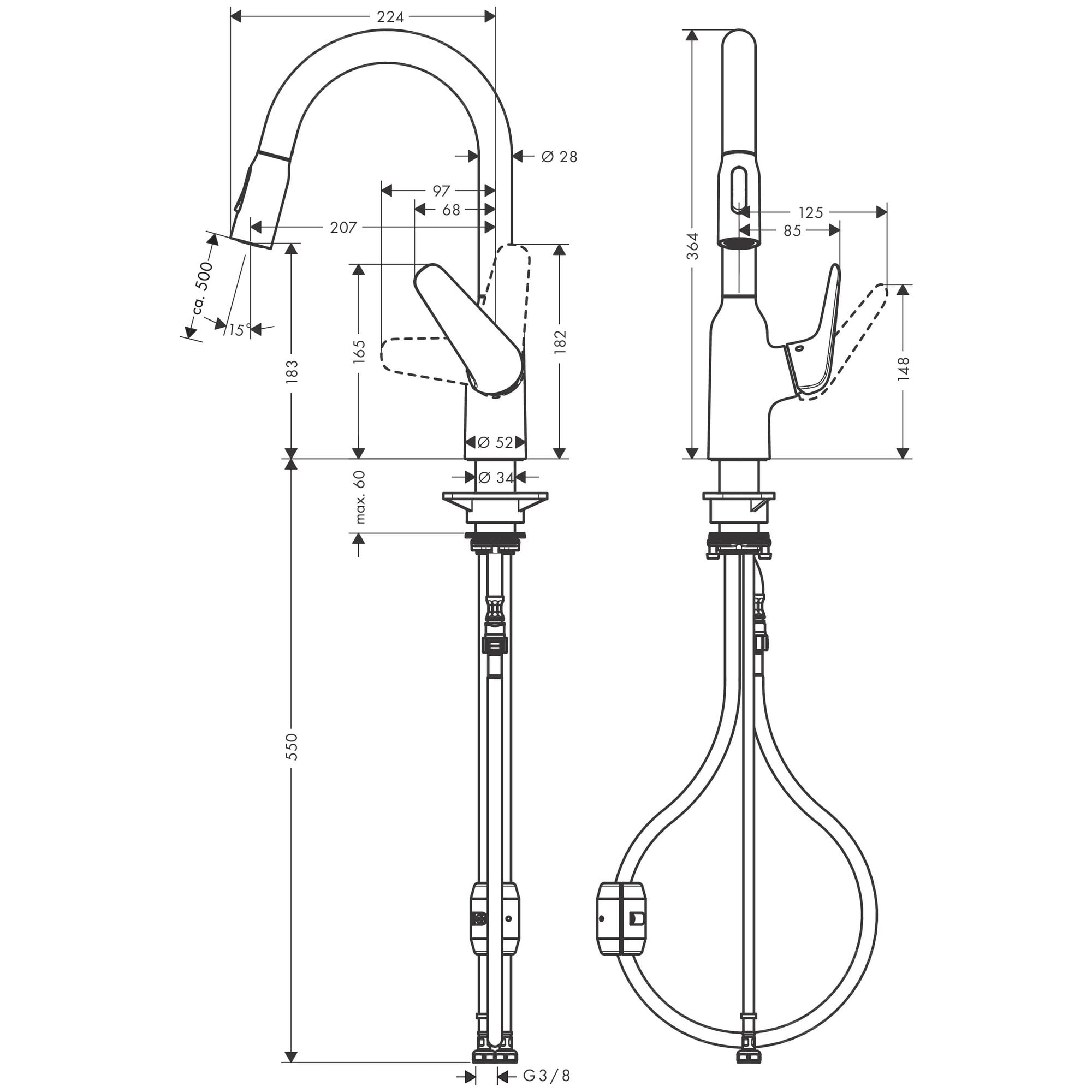 Hansgrohe Logis Eviye BataryasıSu 180, 2 Fonksiyonlu . Ecosmart+71862000