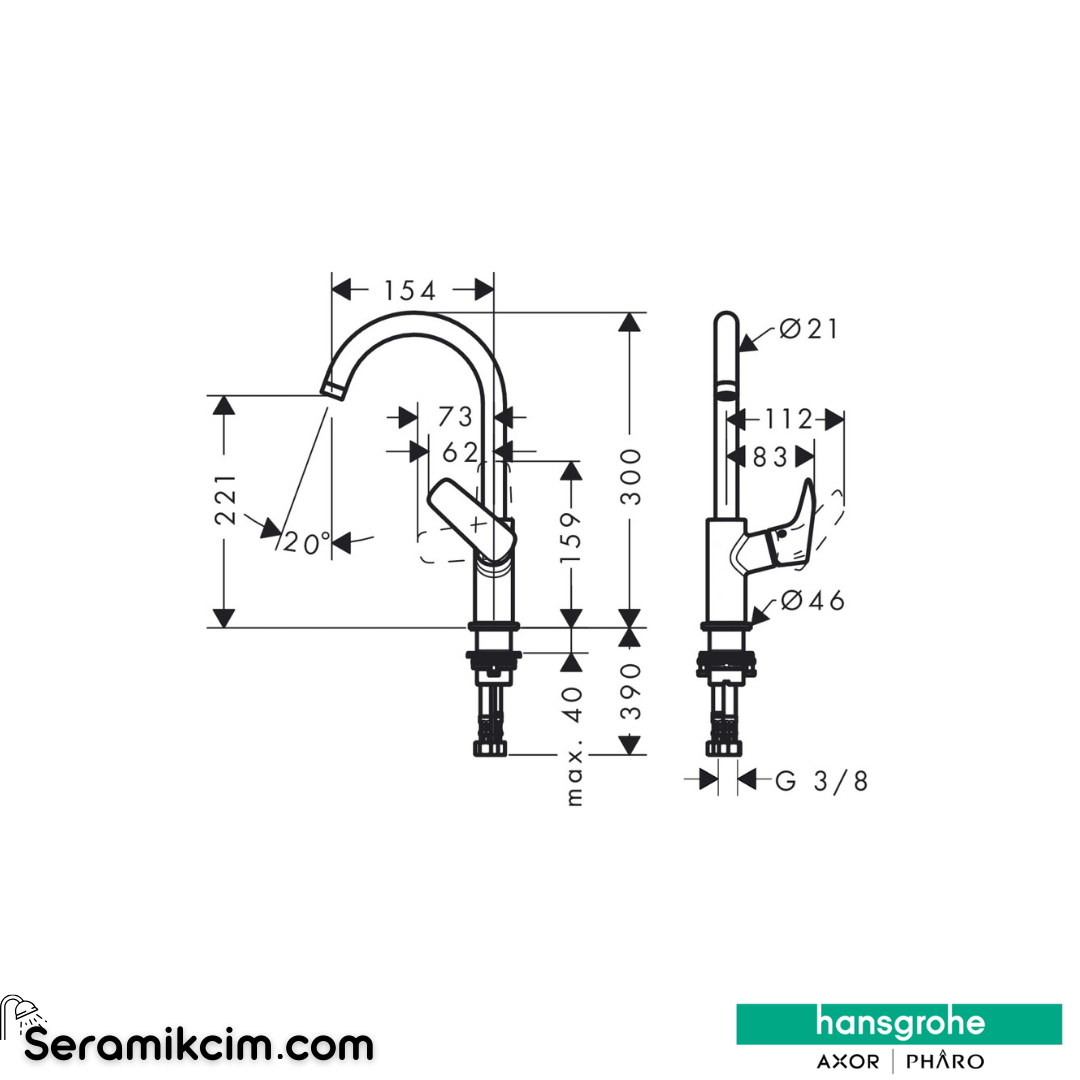 Hansgrohe Logis Lavabo Bataryası 210 Krom 71131000