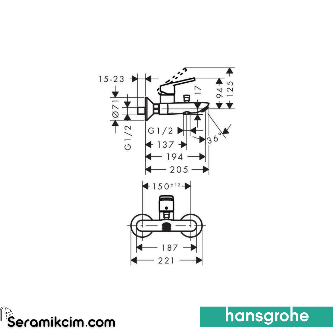 Hansgrohe Logis Loop Banyo Bataryası Krom 71244000