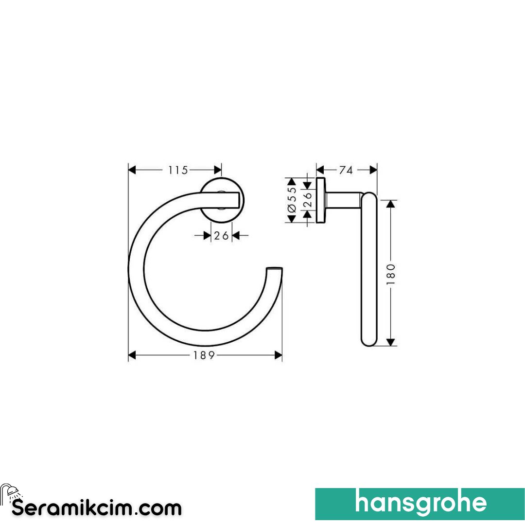 Hansgrohe Logis Universal Halka Havluluk Krom 41724000
