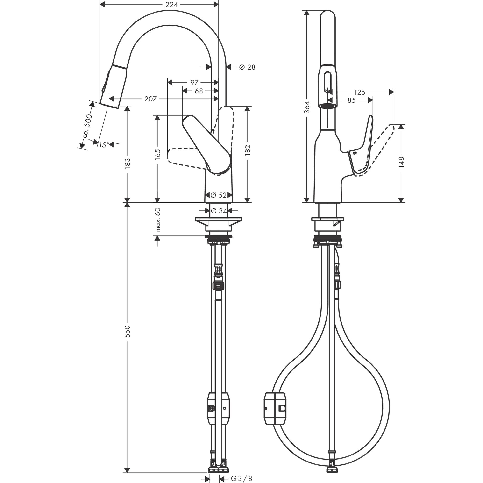 Hansgrohe M429-H180 Eviye Bataryası Spiralli Paslanmaz Çelik 71801800
