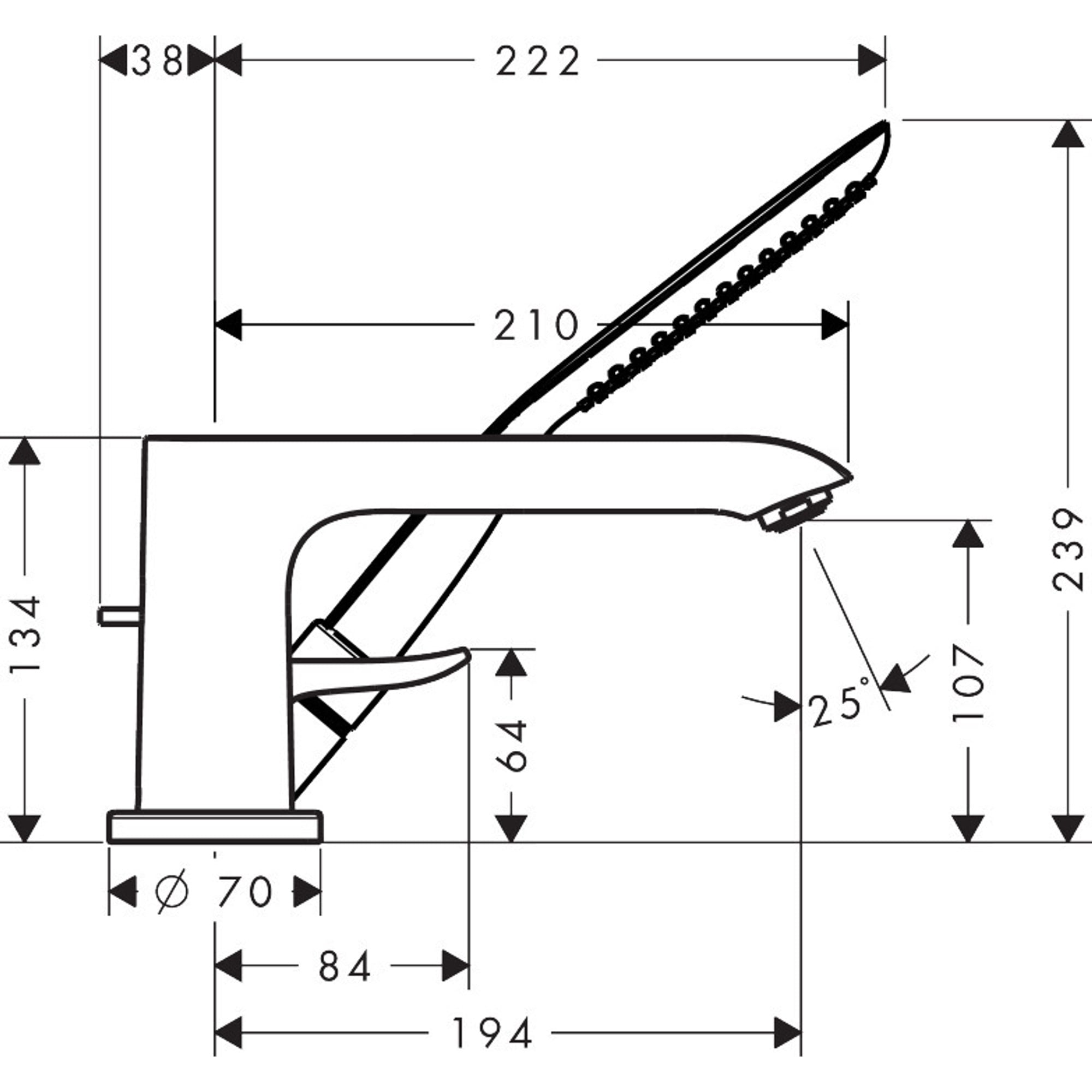 Hansgrohe Metris 3 Delikli Küvet Bataryası 31190000