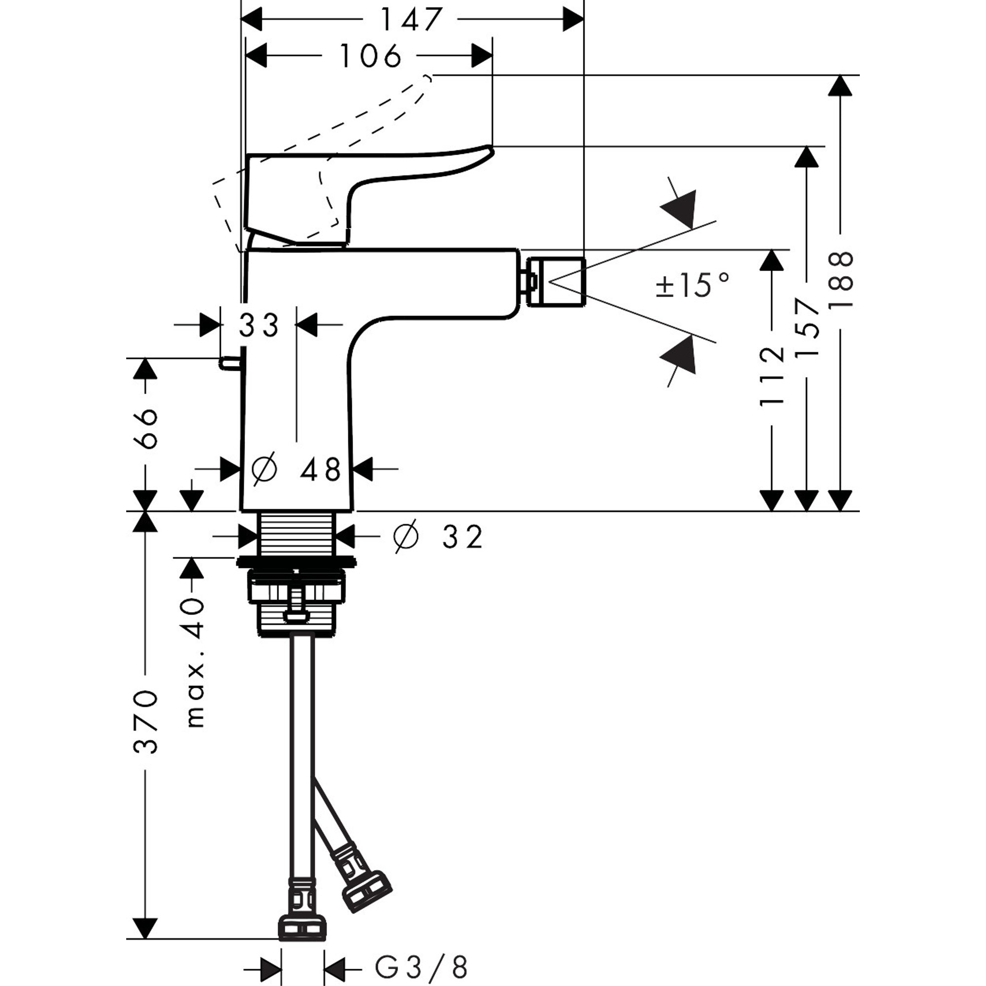 Hansgrohe Metris Bide Bataryası Krom 31280000
