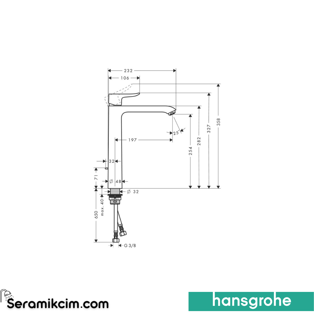 Hansgrohe Metris Çanak Lavabo Bataryası 260 Krom 31082000