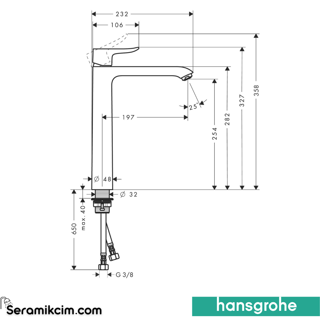 Hansgrohe Metris Çanak Lavabo Bataryası 260 Krom 31184000