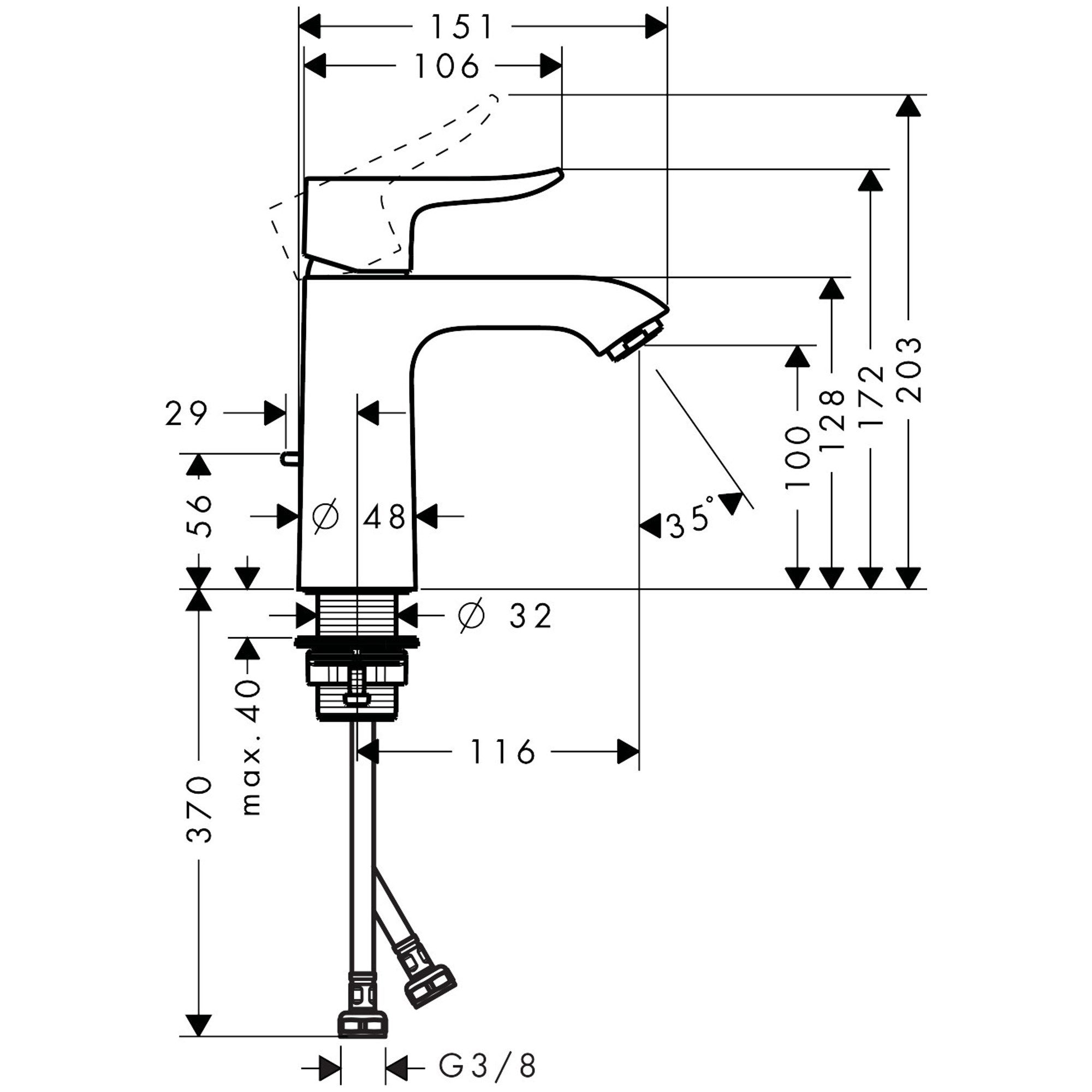 Hansgrohe Metris Lavabo Bataryası,110 31203000