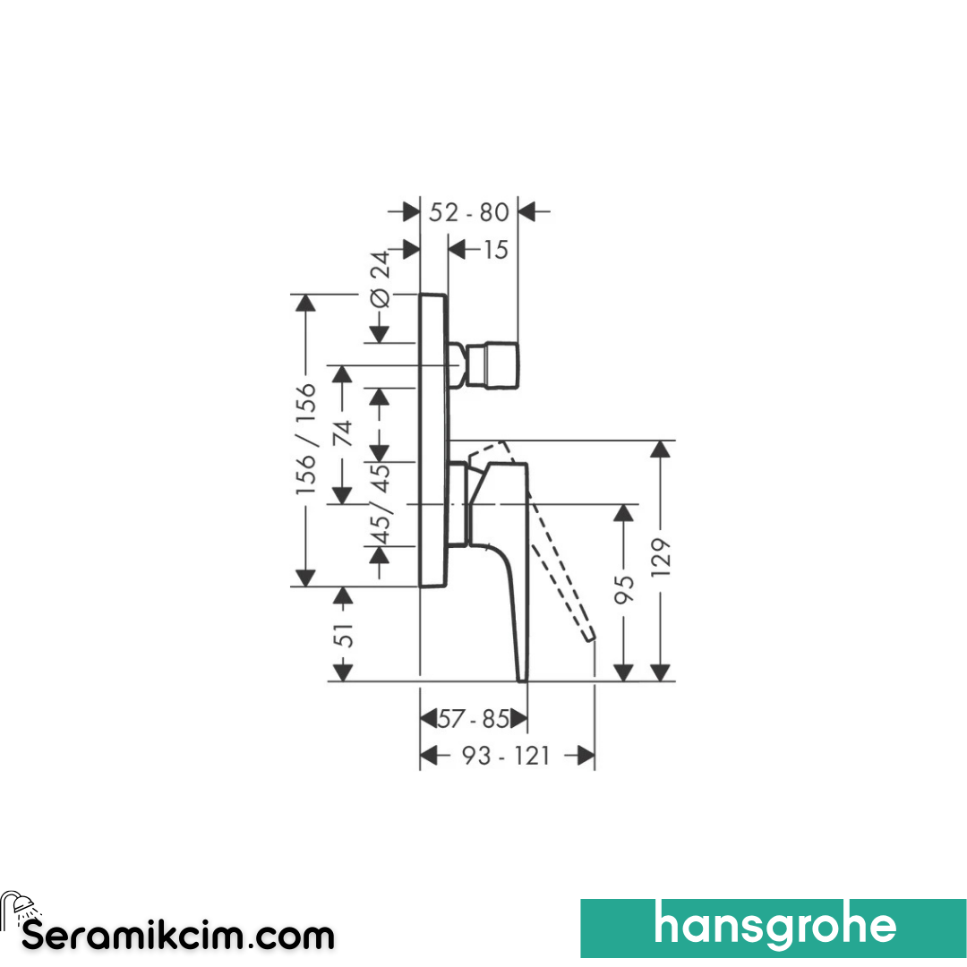 Hansgrohe Metropol Ankastre Banyo Bataryası Mat Siyah Krom 32545340