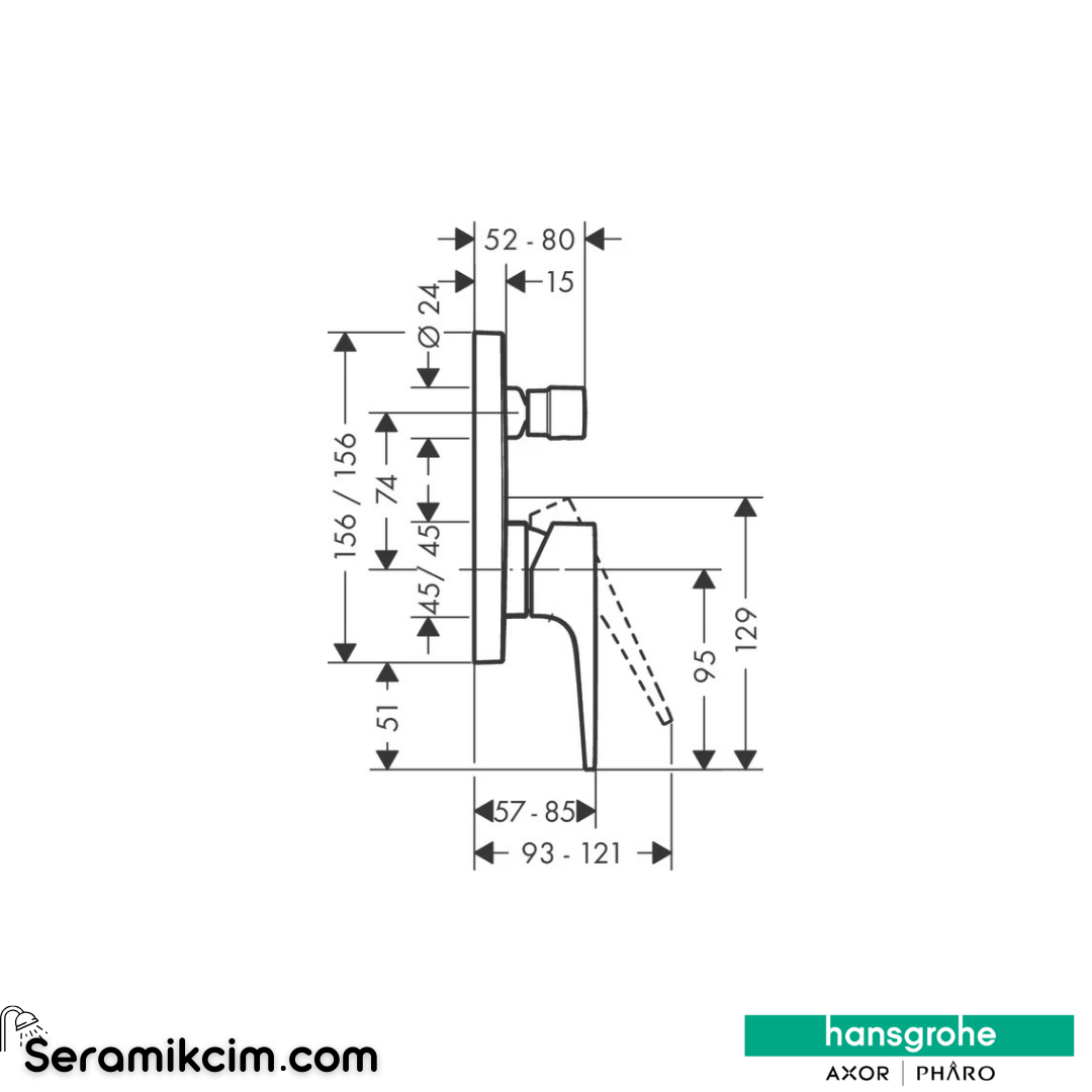 Hansgrohe Metropol Ankastre Banyo Bataryası Krom 32545000
