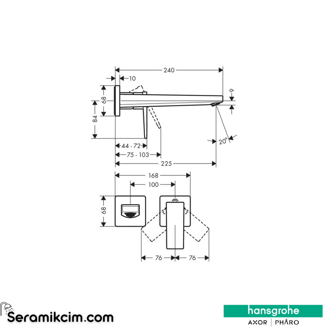 Hansgrohe Metropol Ankastre Lavabo Bataryası 225 Mat Siyah Krom 32526340