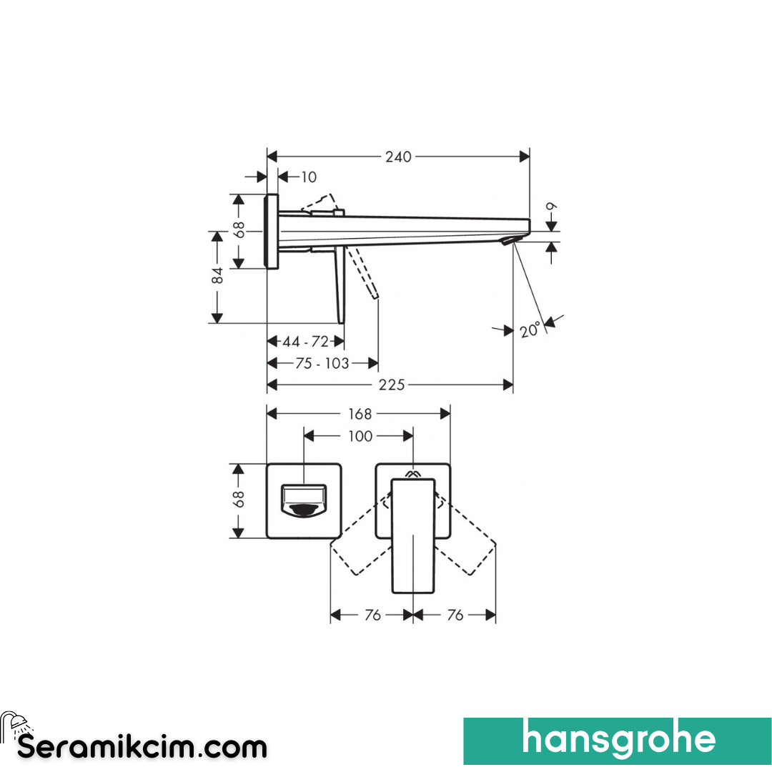 Hansgrohe Metropol Ankastre Lavabo Bataryası 225 Mat Beyaz 32526700