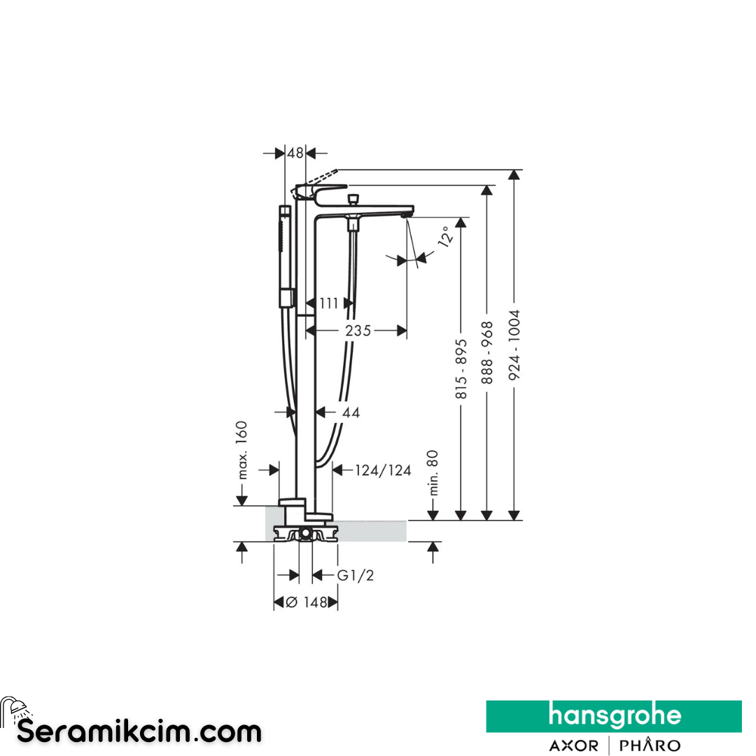 Hansgrohe Metropol Banyo Batarya.Mat Bronz 32532140