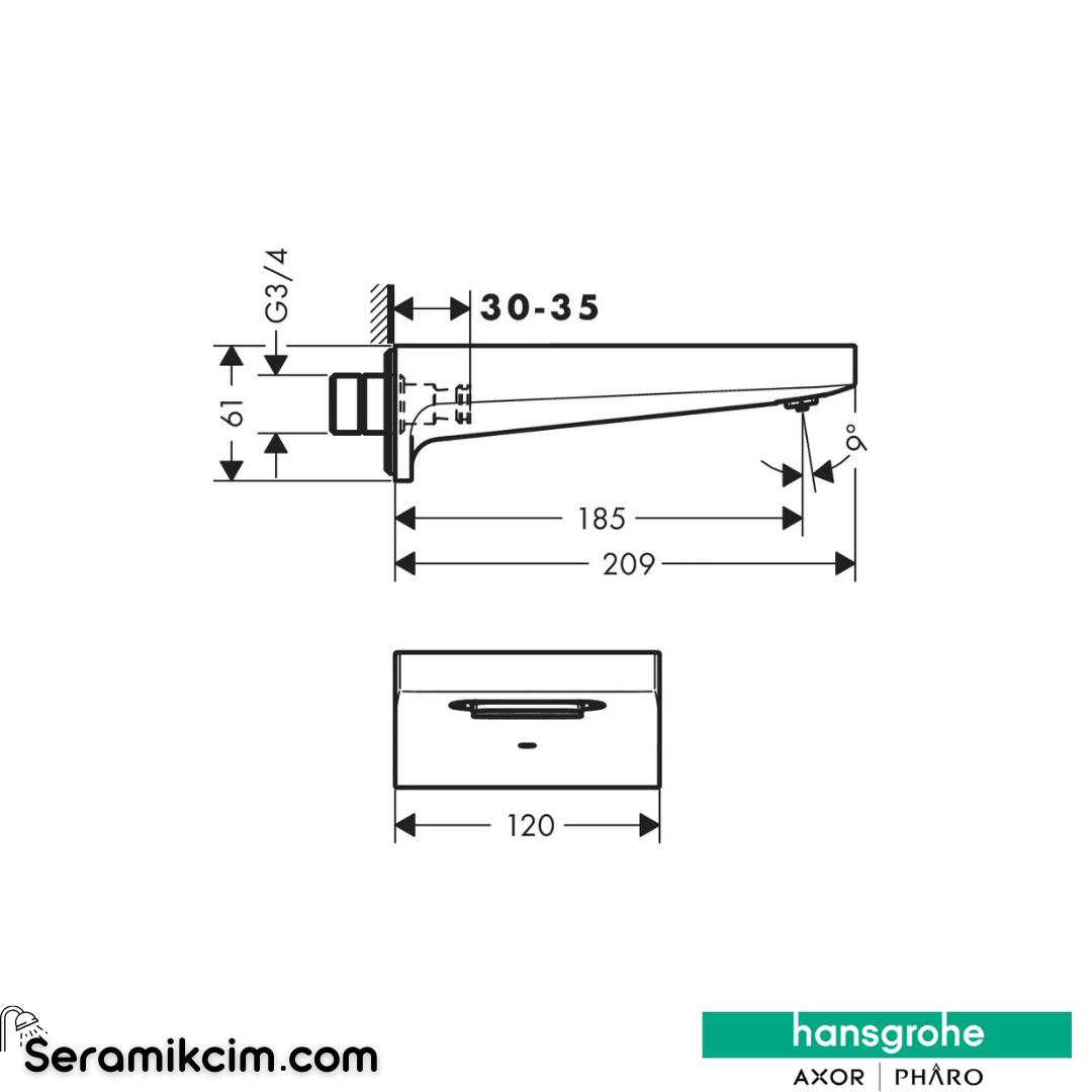 Hansgrohe Metropol Banyo Bataryası 185Mm Mat Bronz 32543140