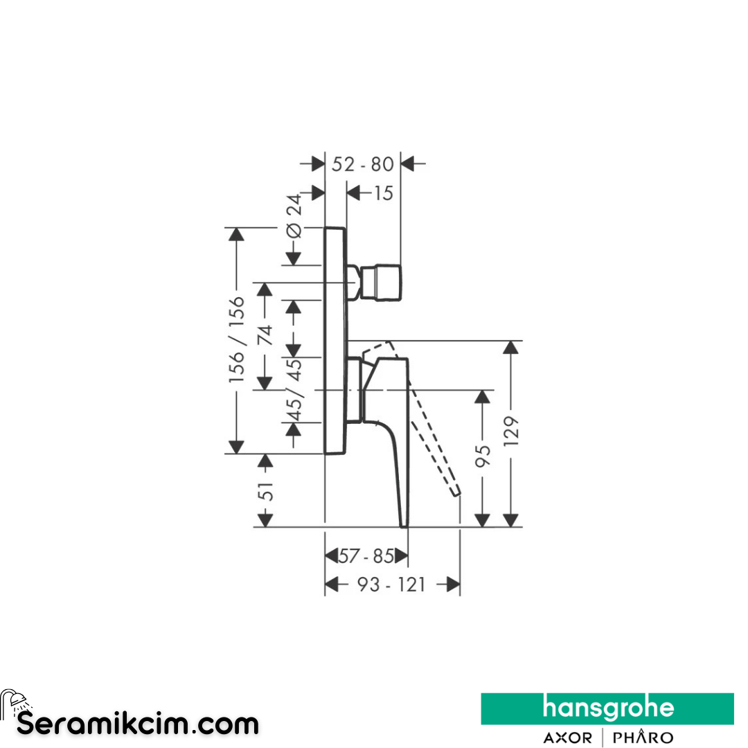 Hansgrohe Metropol Banyo Bataryası Ankastre Mat Bronz 32545140