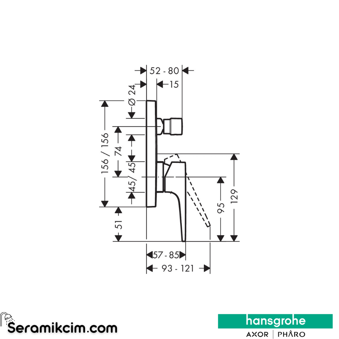 Hansgrohe Metropol Banyo Bataryası Ankastre Mat Bronz 32546140