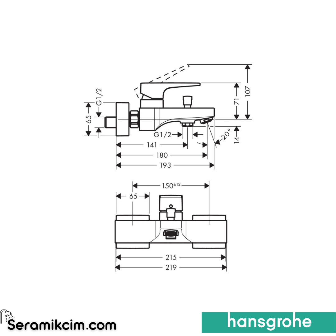 Hansgrohe Metropol Banyo Bataryası Mat Siyah 32540670