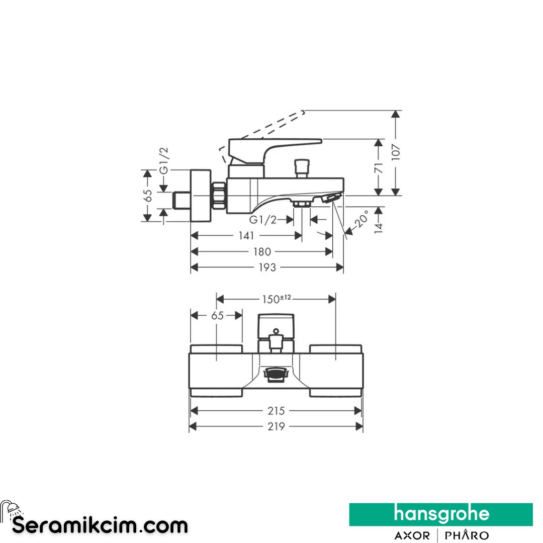 Hansgrohe Metropol Banyo Bataryası Mat Bronz 32540140