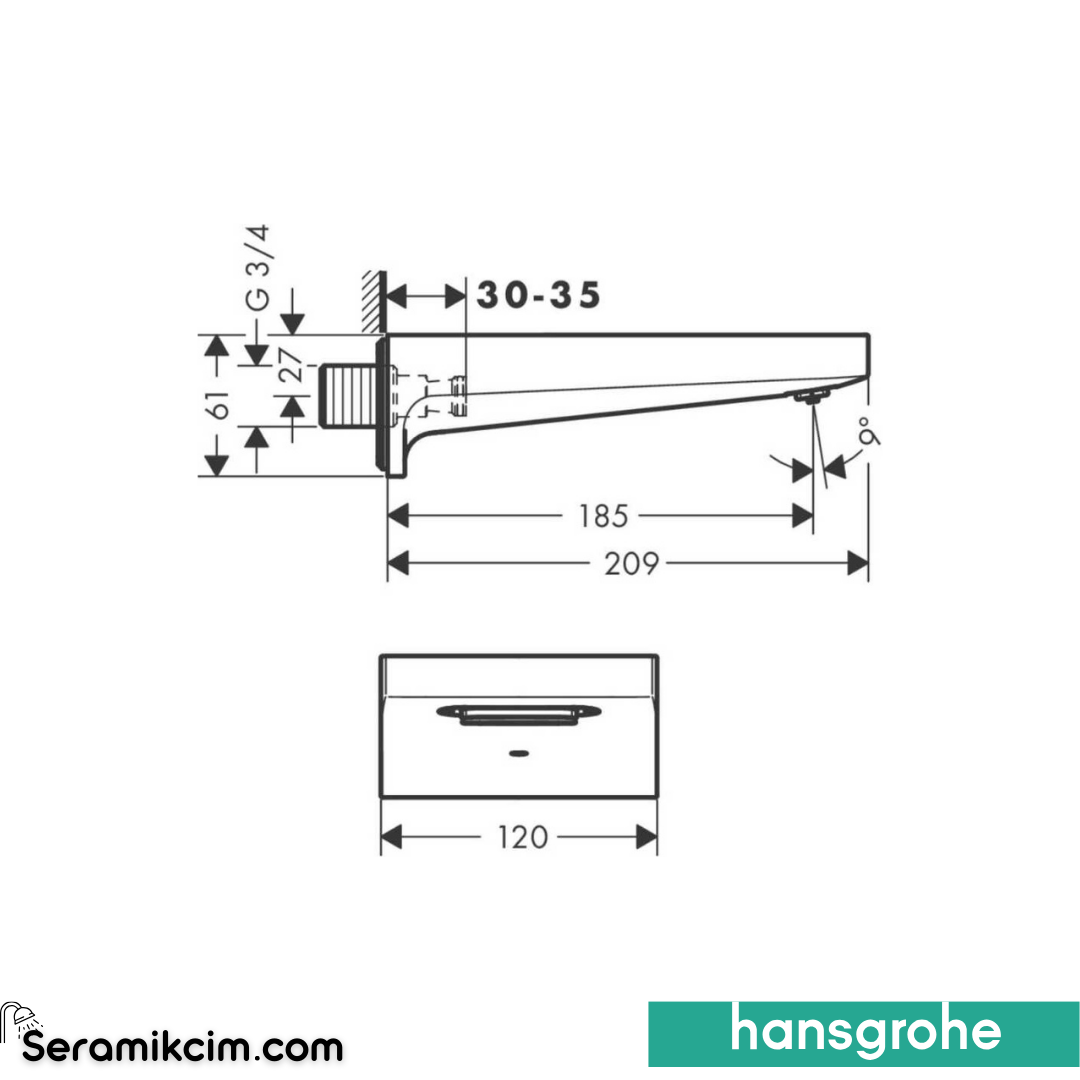 Hansgrohe Metropol Banyo sı 185Mm Mat Siyah-Krom 32543340