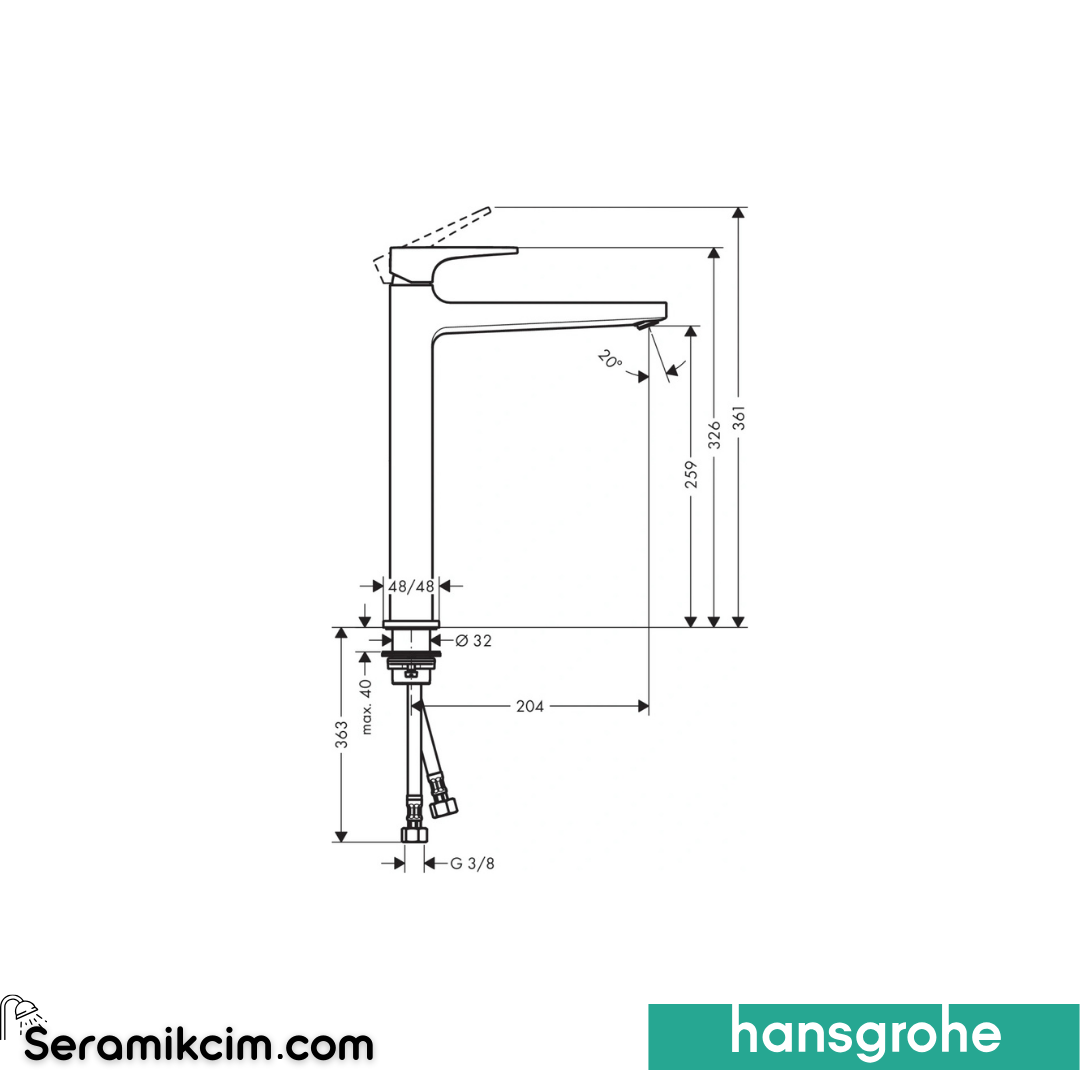 Hansgrohe Metropol Çanak Lavabo Bataryası 260 Mat Siyah 32512670