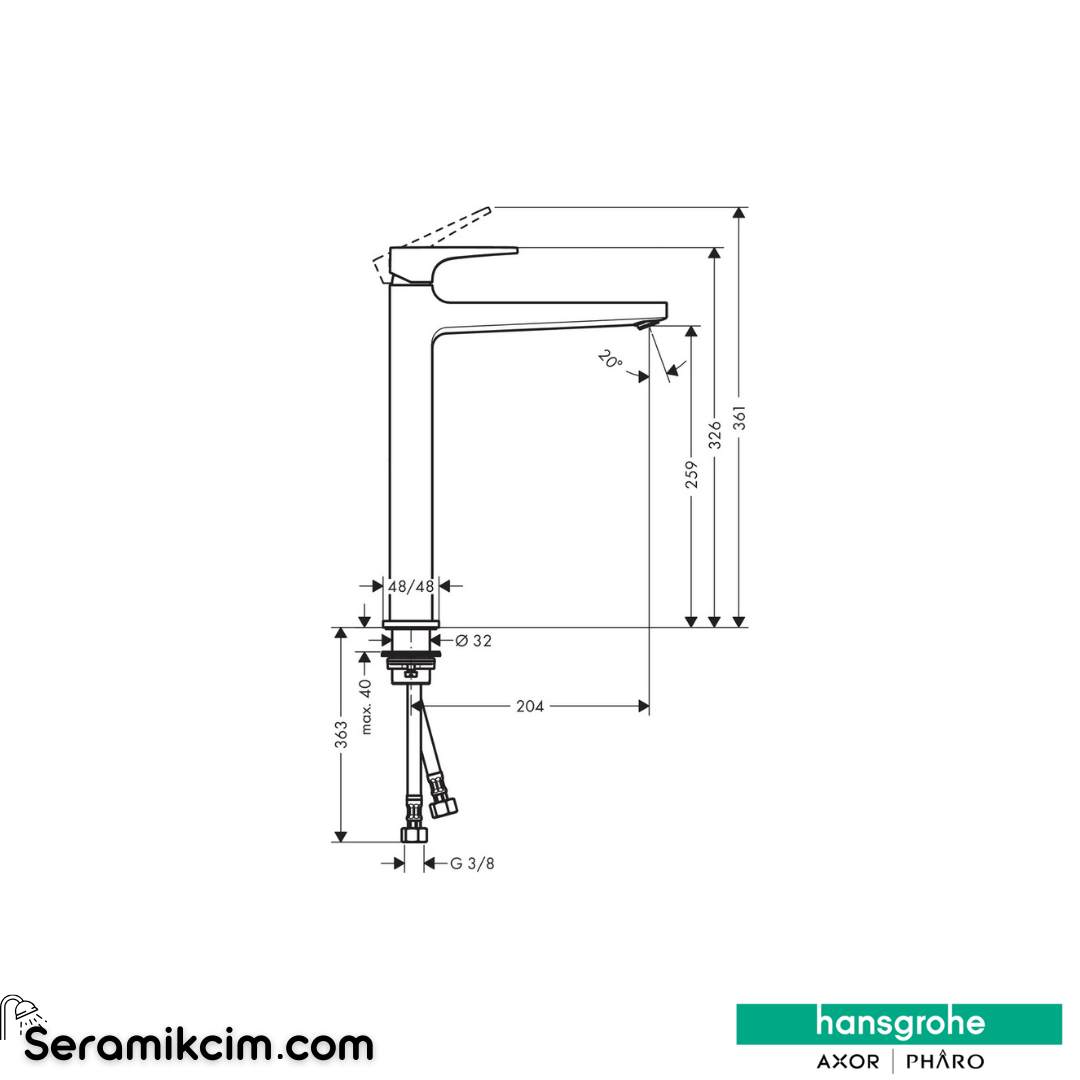 Hansgrohe Metropol Çanak Lavabo Bataryası 260 Krom 32512000