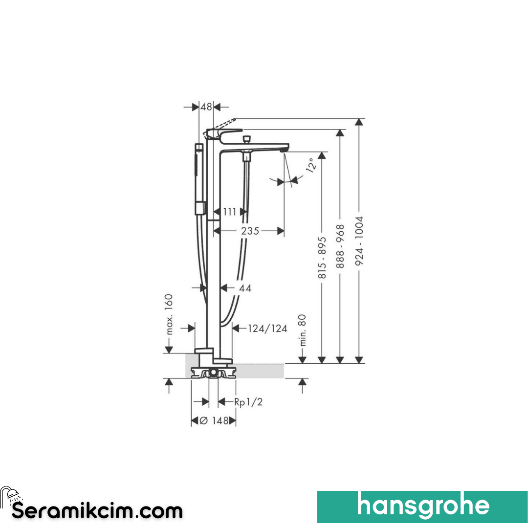 Hansgrohe Metropol Küvet Bataryası Parlak Altın 32532990