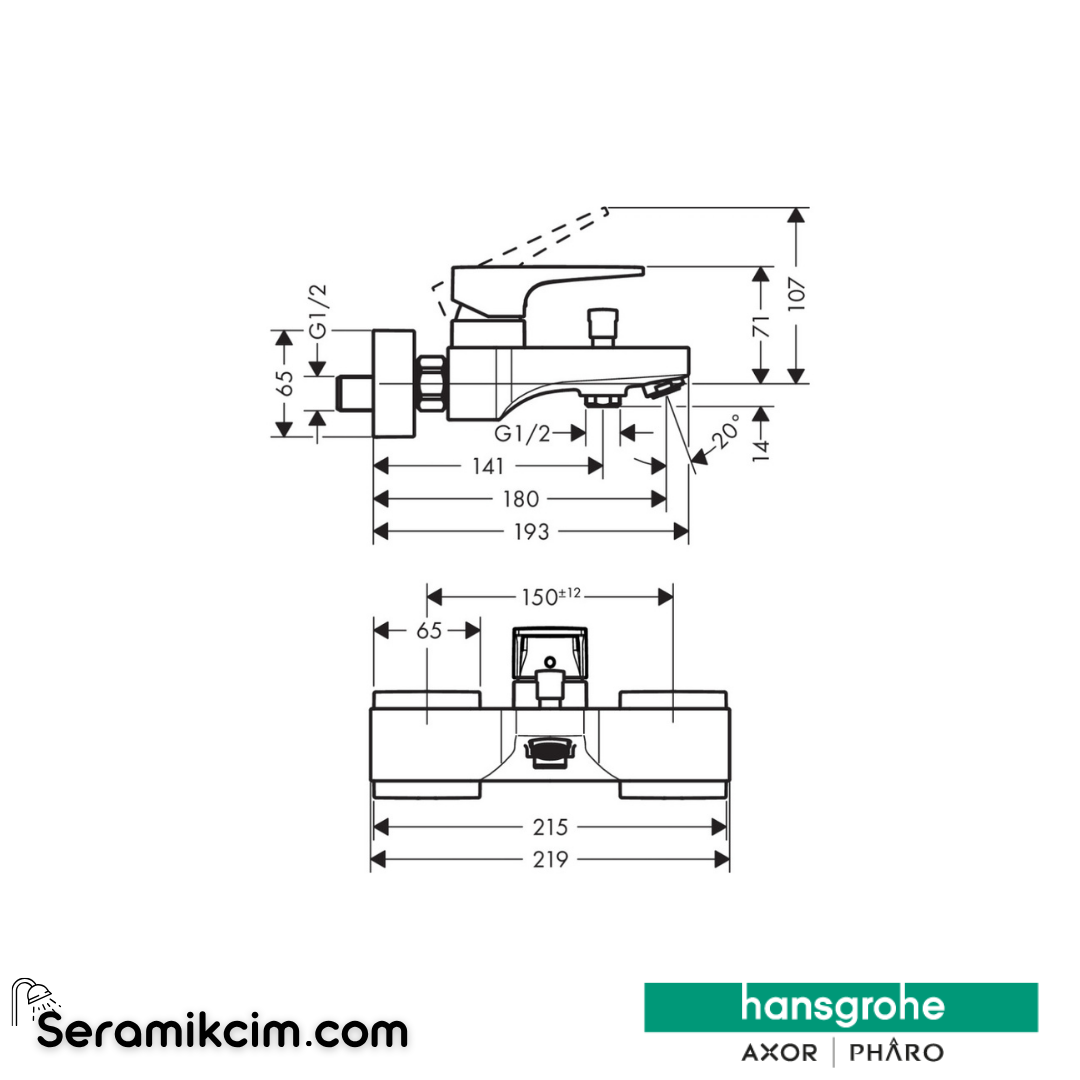 Hansgrohe Metropol Loop Banyo Bataryası Krom 74540000