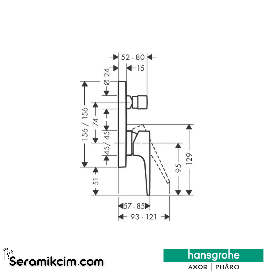 Hansgrohe Metropol Loop Tek Kollu Ankastre Banyo Bataryası Krom 74546000
