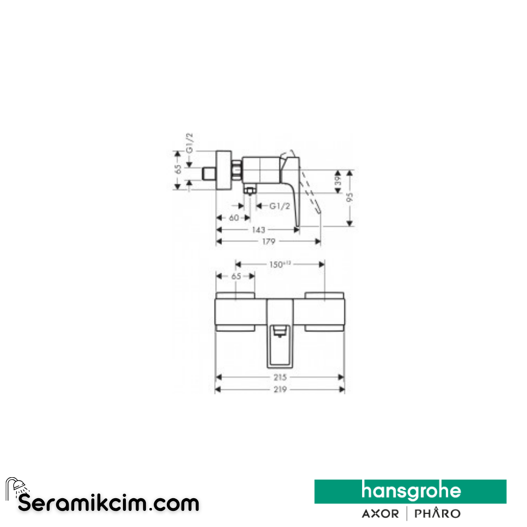 Hansgrohe Metropol Loop Volan Aplike Duş Bataryası Krom 74560000