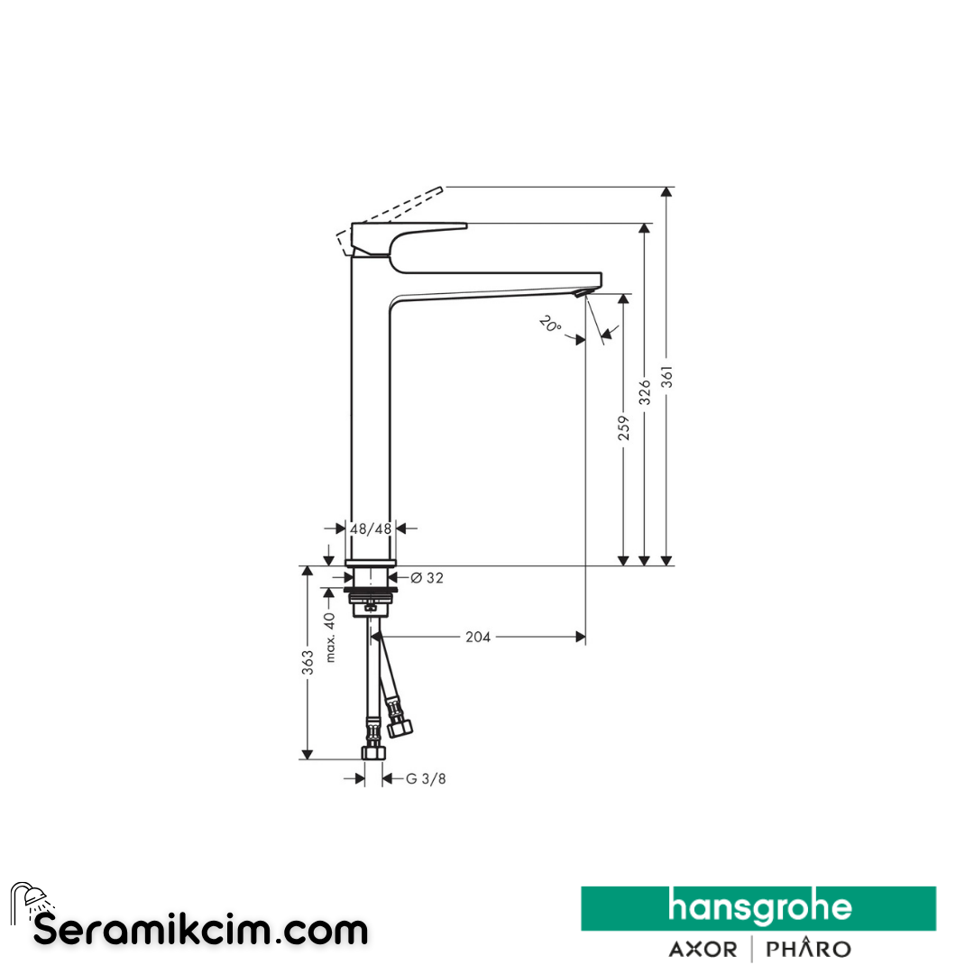 Hansgrohe Metropol Loop Volan Tek Kollu Çanak Lavabo Bataryası Krom 74512000