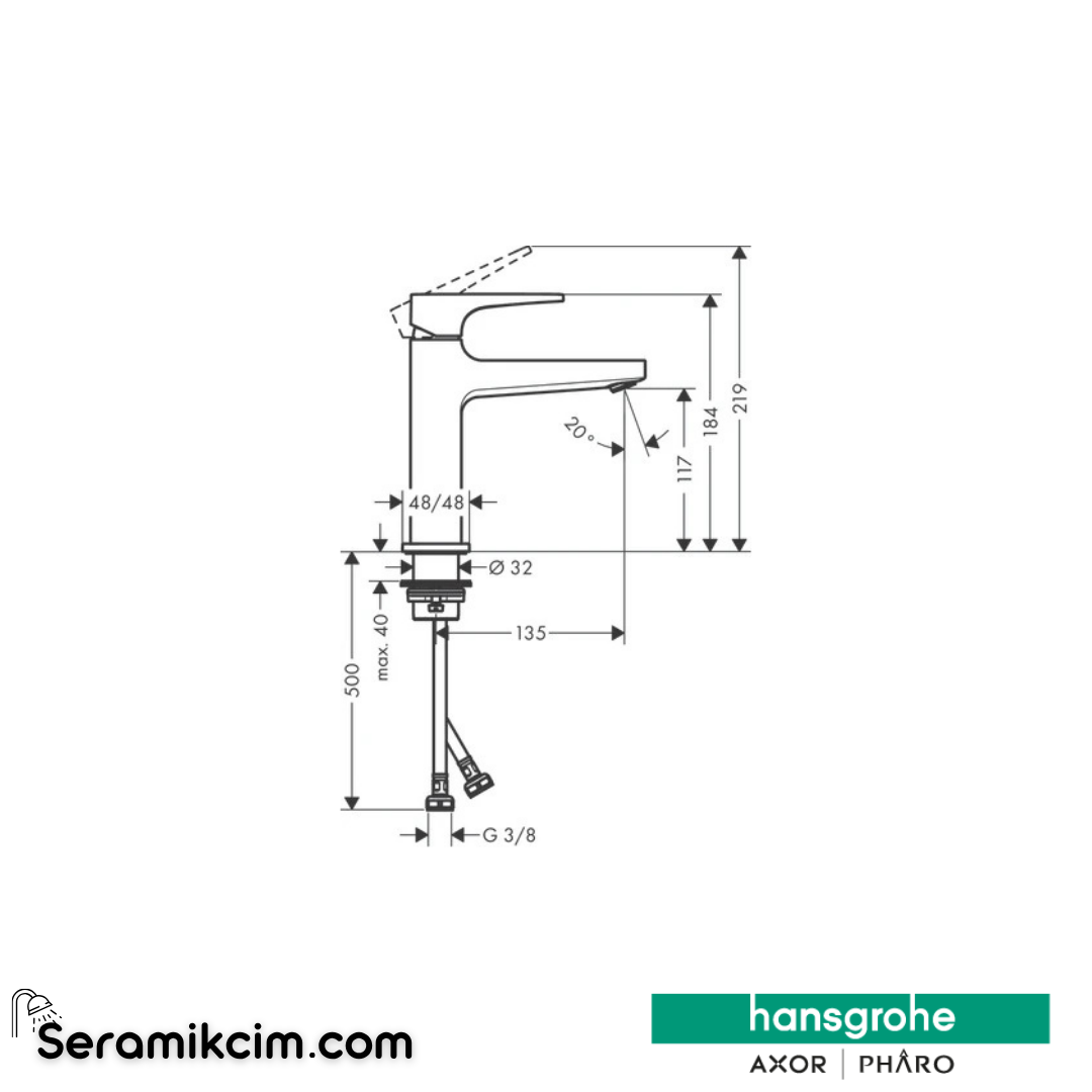 Hansgrohe Metropol Loop Volan Tek Kollu Lavabo Bataryası 110 Krom  K.Sı 74507000