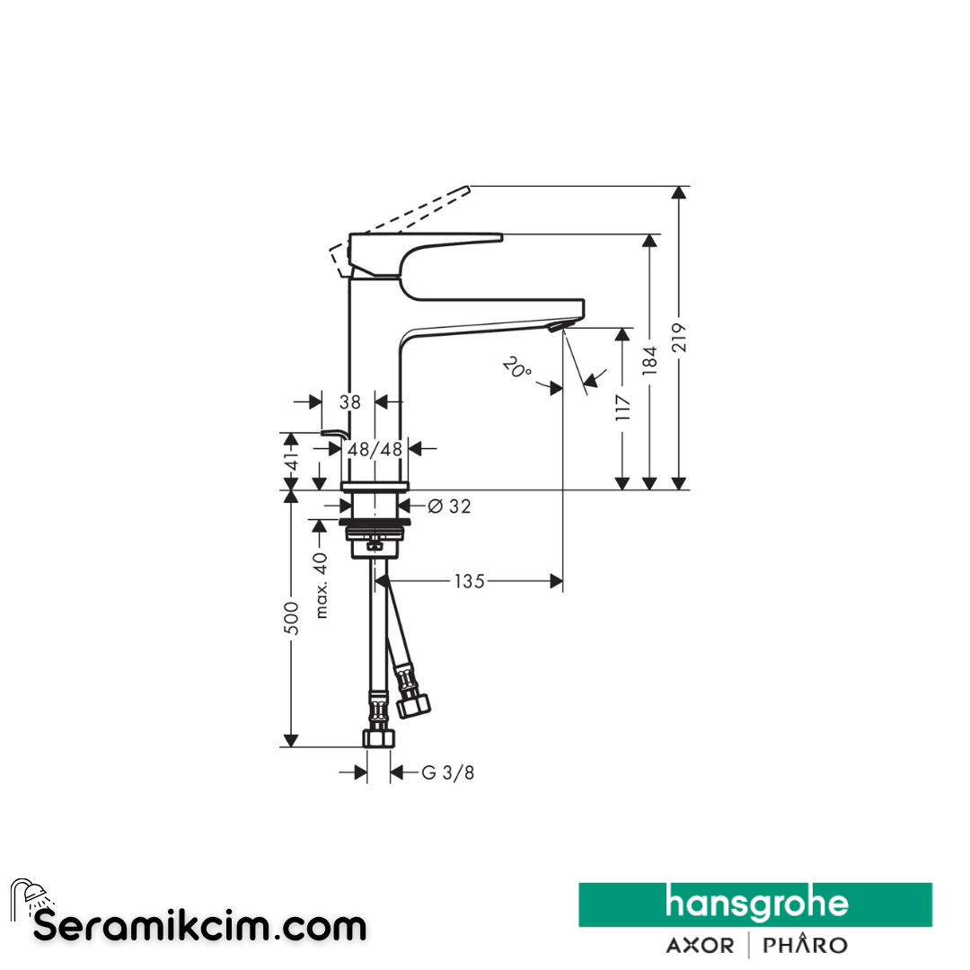 Hansgrohe Metropol Loop Volan Tek Kollu Lavabo Bataryası 110 Krom 74506000