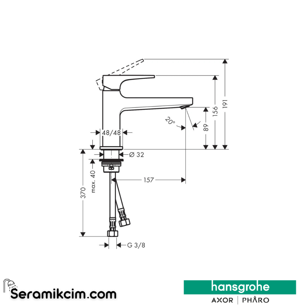 Hansgrohe Metropol Loop Volan Tek Kollu Lavabo Bataryası 100 Krom 74502000