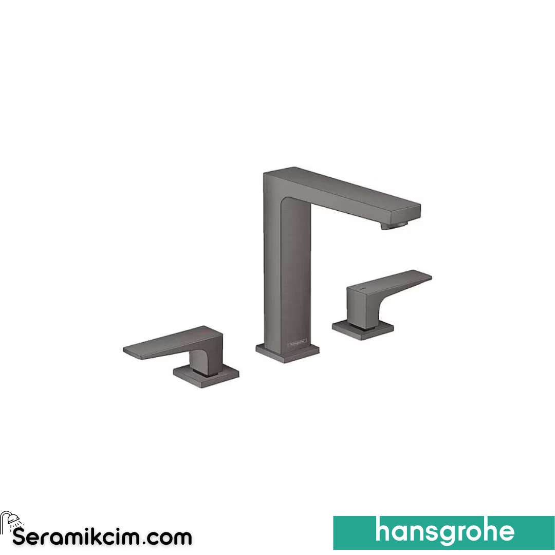 Hansgrohe Metropol Üç Delikli Lavabo Bataryası Mat Siyah Krom 32515340
