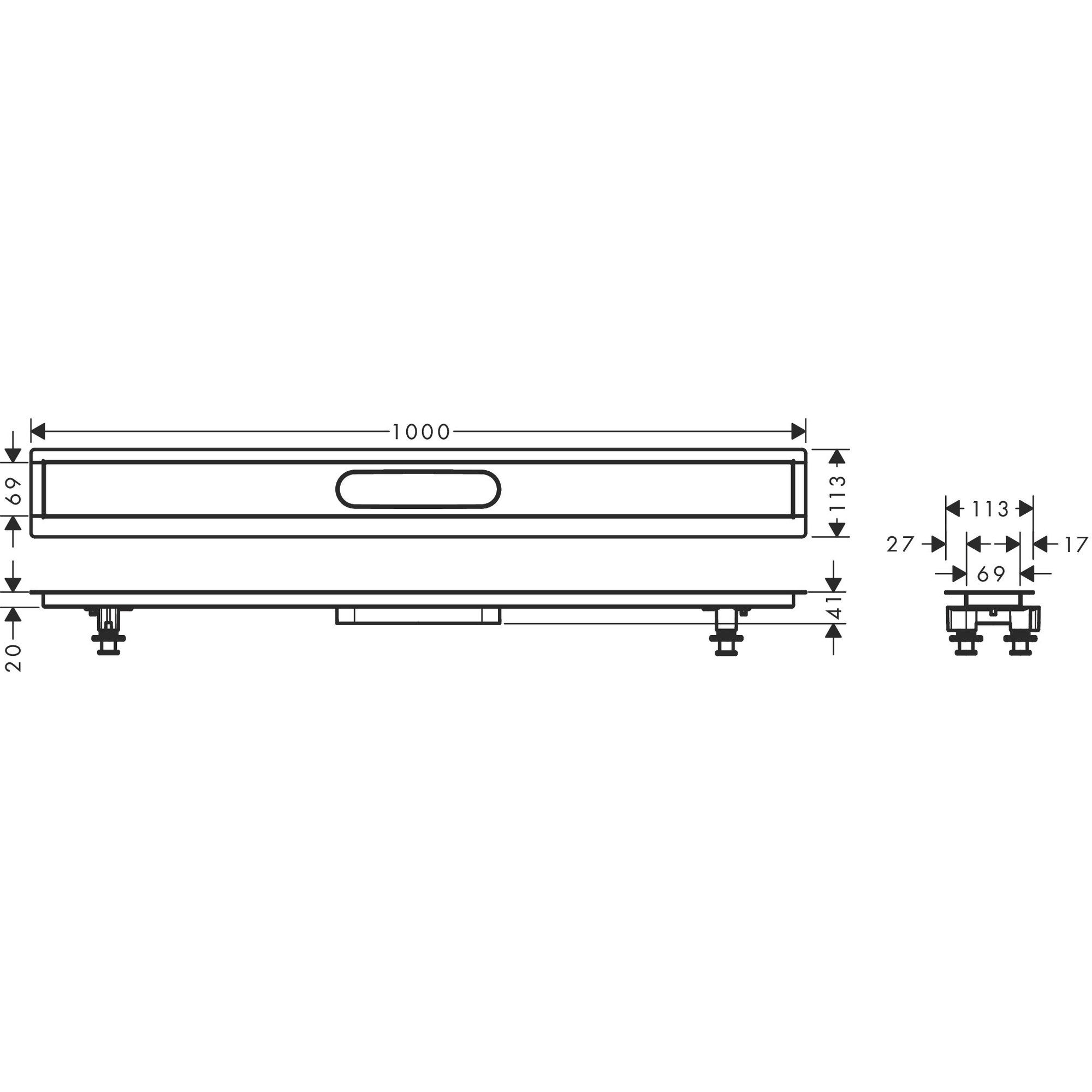 Hansgrohe Montaj Seti 100 Cm Seramik Kaplanabilir Duş Kanalı İçin 56014180