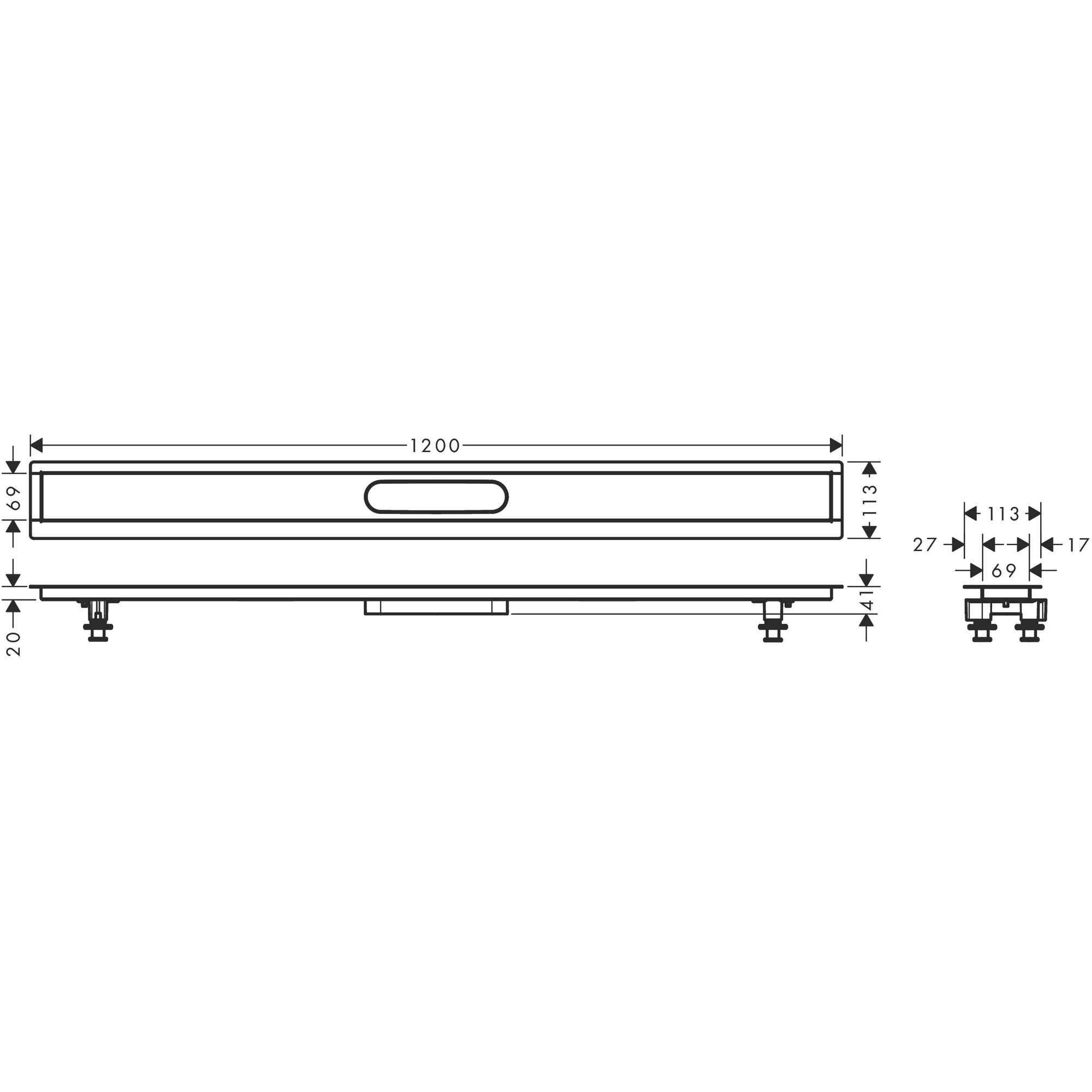 Hansgrohe Montaj Seti 120 Cm Seramik Kaplanabilir Duş Kanalı İçin 56015180