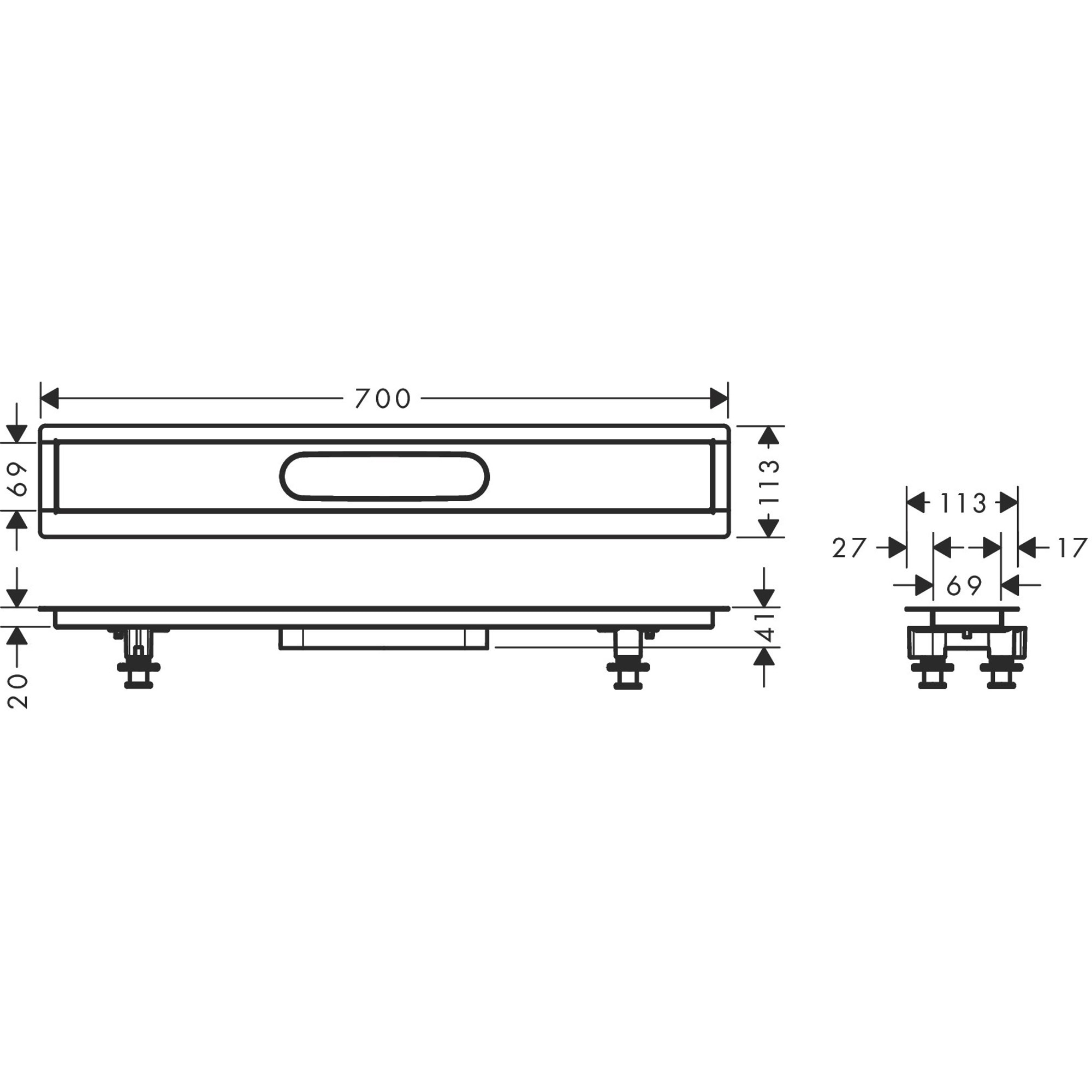 Hansgrohe Montaj Seti 70 Cm Seramik Kaplanabilir Duş Kanalı İçin 56011180