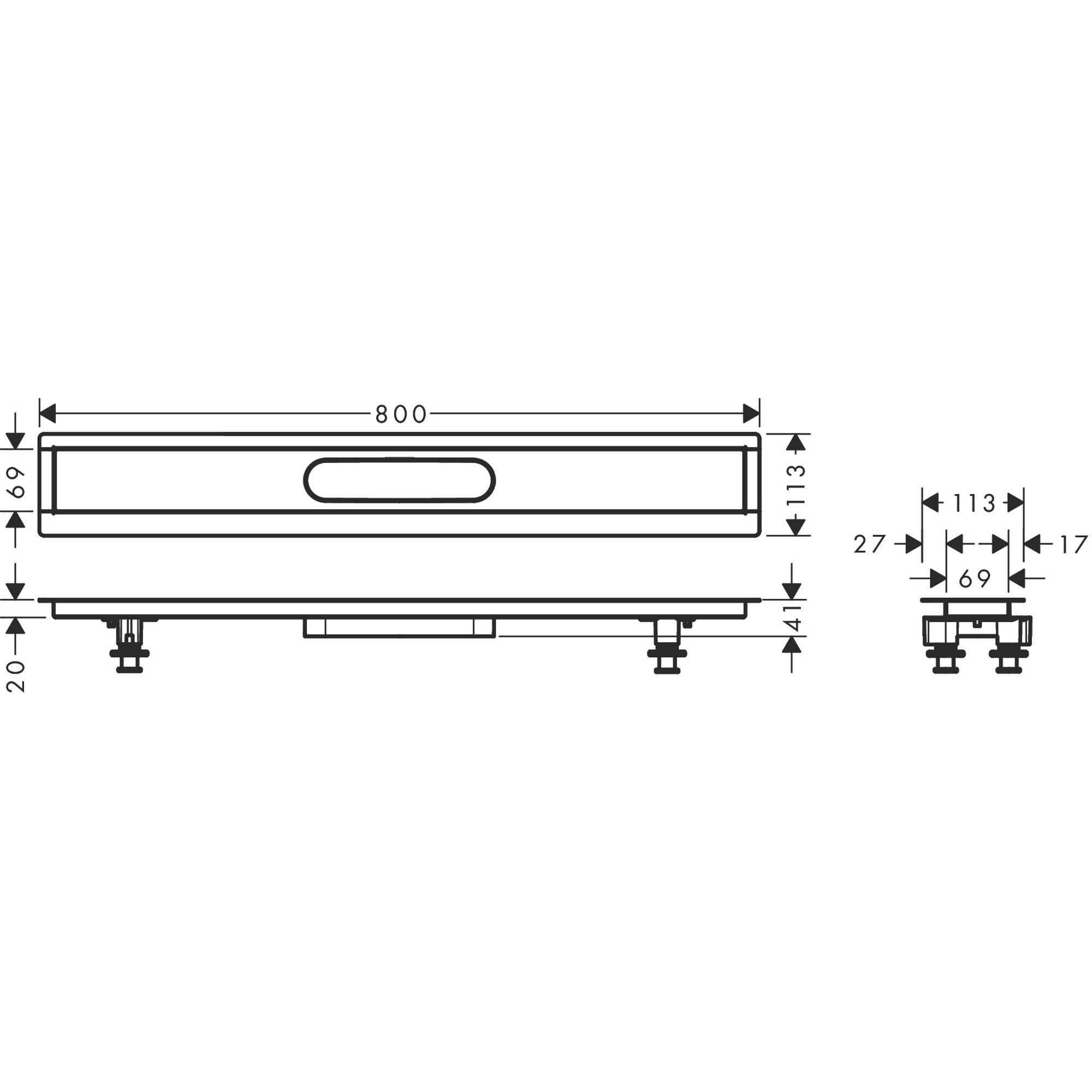 Hansgrohe Montaj Seti 80 Cm Seramik Kaplanabilir Duş Kanalı İçin 56012180