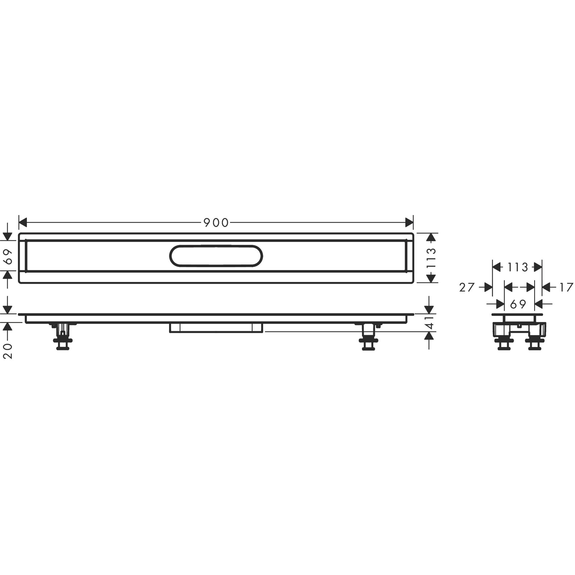 Hansgrohe Montaj Seti 90 Cm Seramik Kaplanabilir Duş Kanalı İçin 56013180