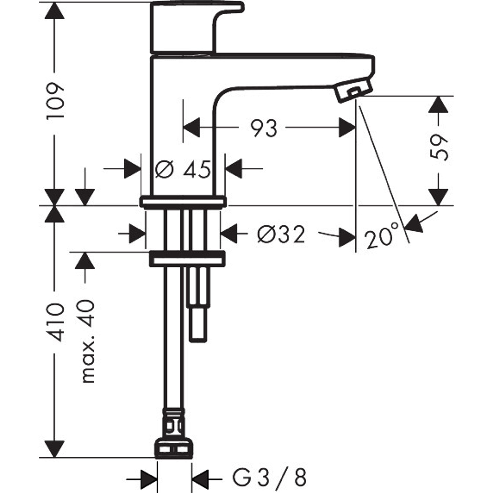 Hansgrohe Pillar Tap 70 For Cold Water Without Waste Set 71583670