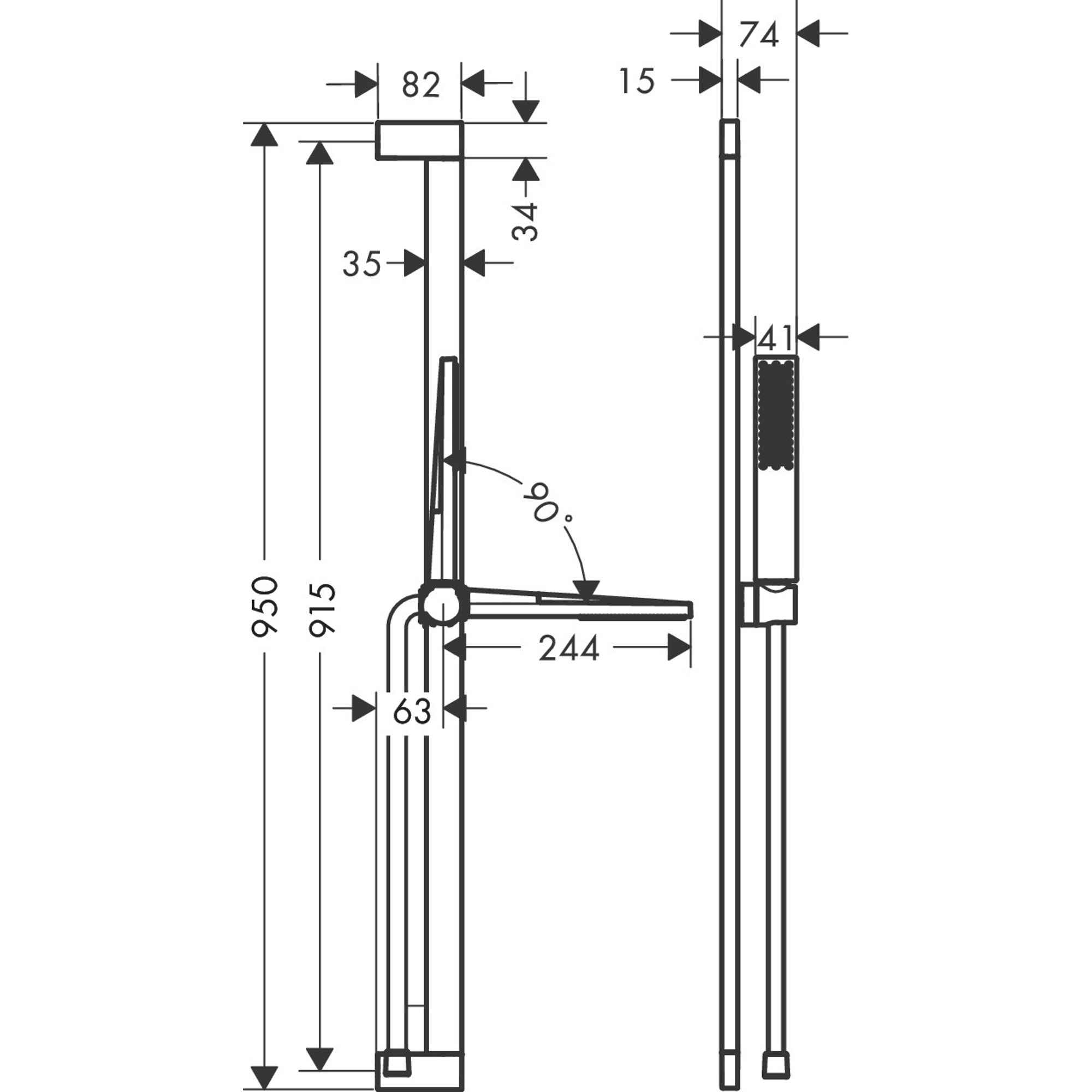 Hansgrohe Pulsify E Duş Seti 90 cm Sürgülü 10x2,5 cm El Duşlu 1 Fonksiyonlu EcoSmart+ Krom 24381000
