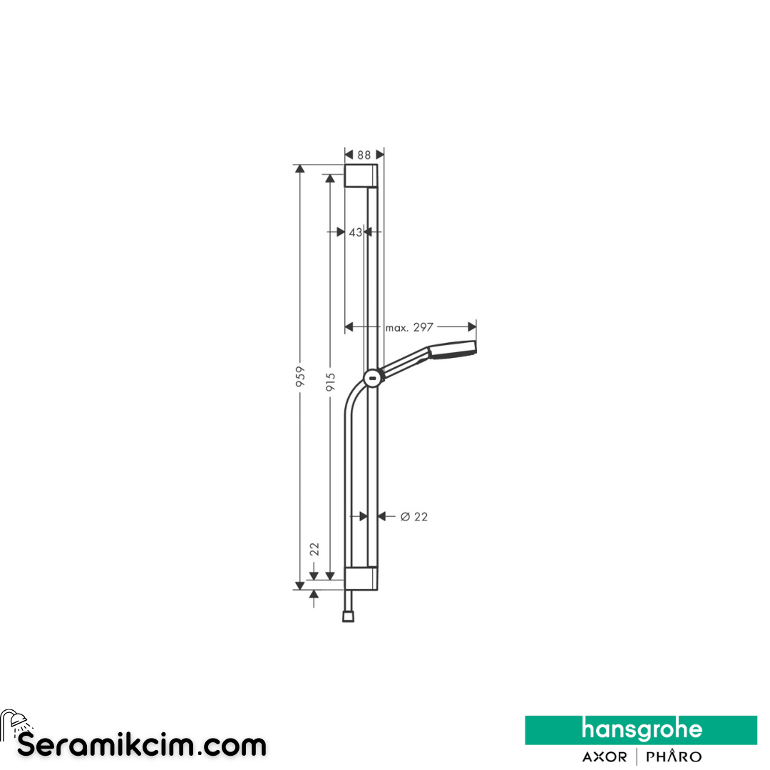 Hansgrohe Pulsify E Sürgülü Duş Seti 100 1 Fonksiyonlu Ecosmart Duş Barı 65 Cm İle Mat Siyah 24370670