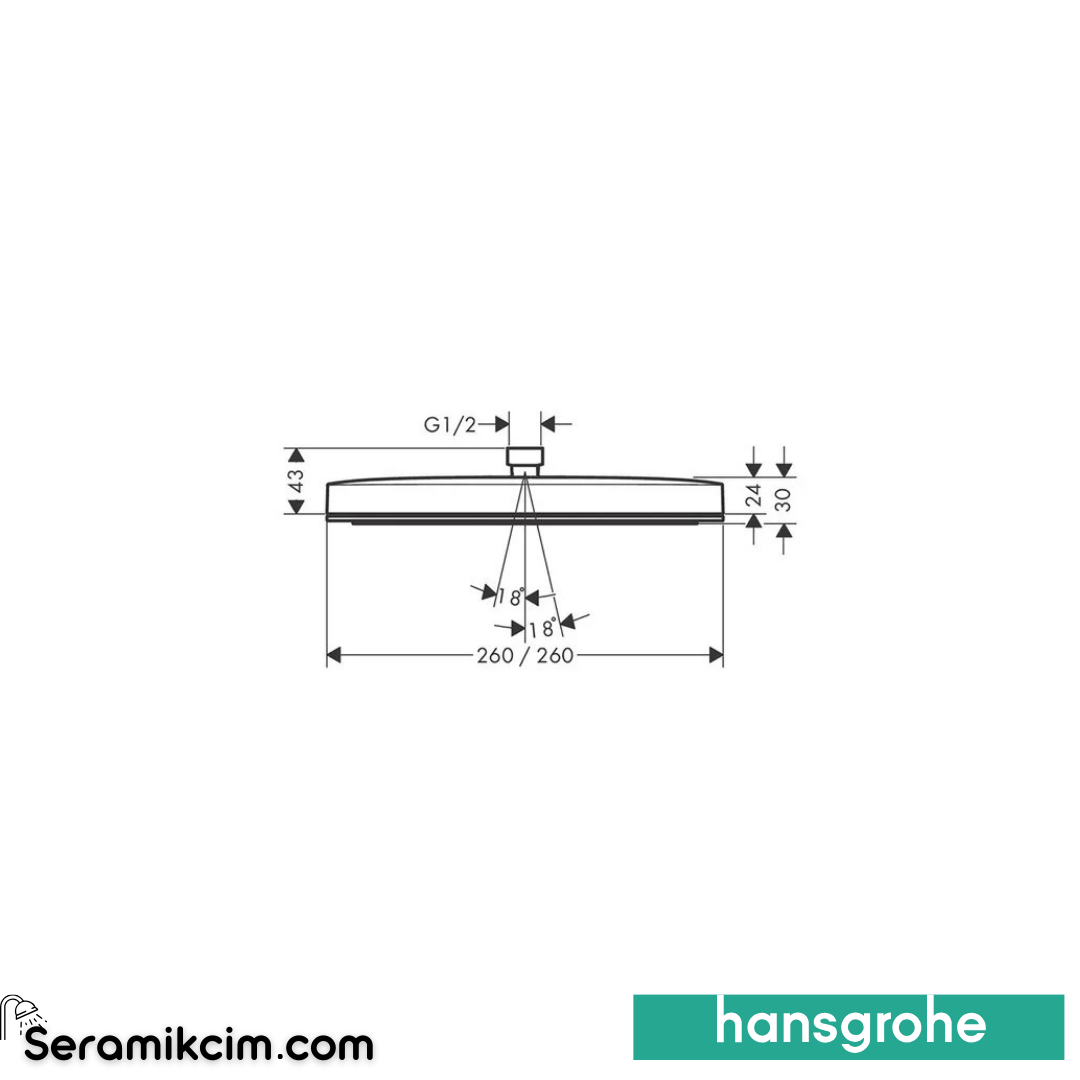 Hansgrohe Pulsify E Tepe Duşu 260 1 Fonksiyonlu Mat Siyah 24330670