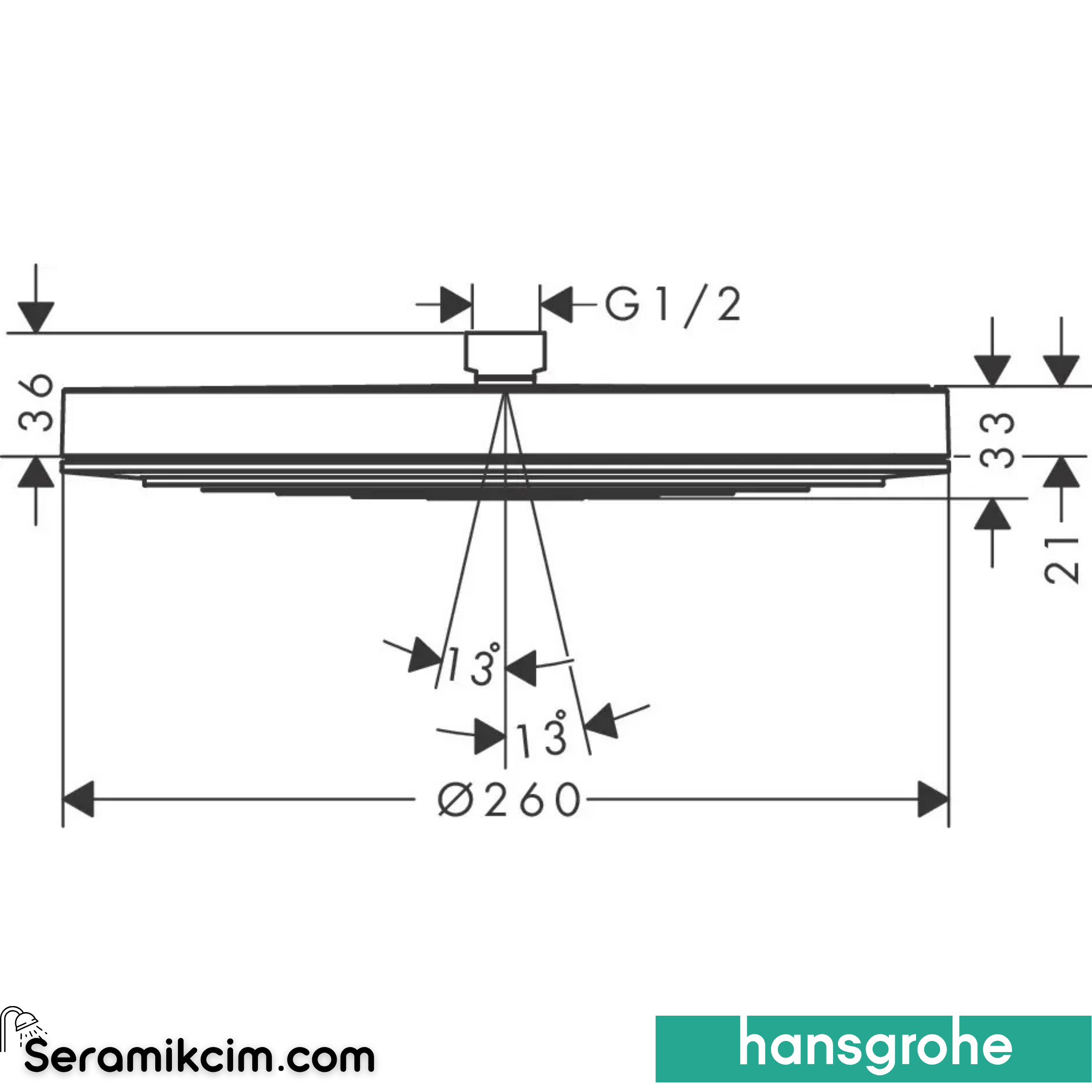 Hansgrohe Pulsify Tepe Duşu 260 1 Fonksiyonlu 24140140