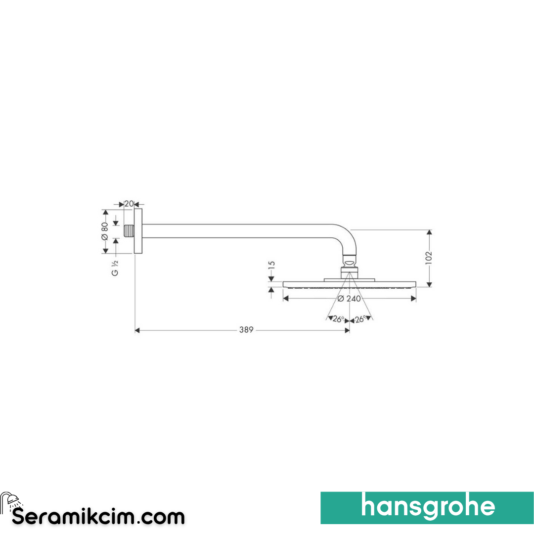Hansgrohe Raindance Air Plate Duvardan Tepe Duşu 24 Cm Krom 27474000
