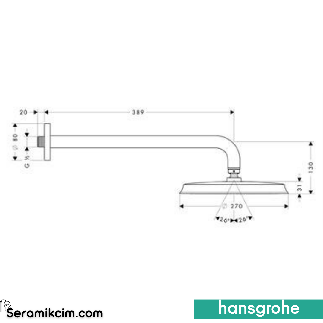 Hansgrohe Raindance Classic Air Duvardan Tepe Duşu Krom-Altın 27424090