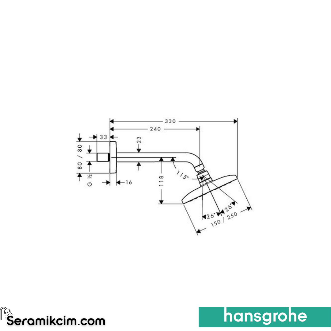 Hansgrohe Raindance E 24 Cm Air Tek Akım Tepe Duşu 27370000